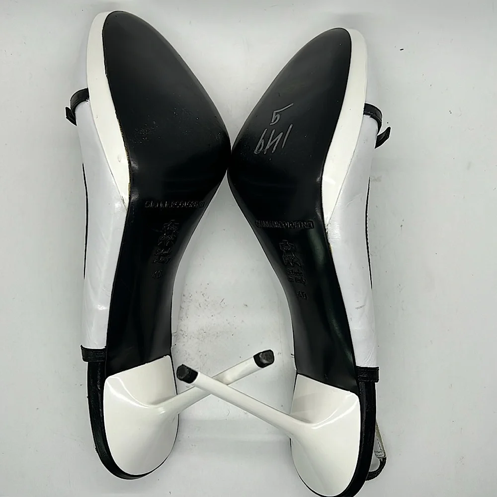 Gianmarco Lorenzi Sexy Black/White Leather Stiletto Heels Shoes **Size 40** 🔥🔥 - Picture 7 of 8